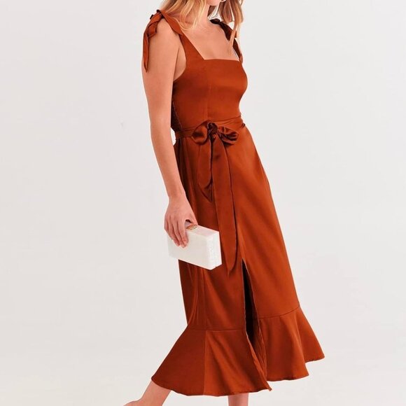 NWT Rust/Terracotta Midi Dress Medium - Picture 1 of 10